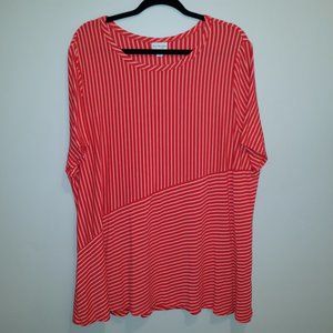 Red and White Diagonal Striped Top